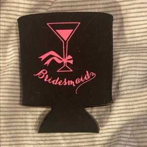 Bridesmaid Black and Pink Can Cooler